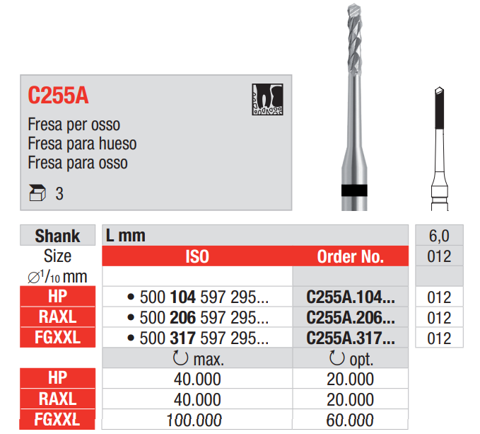 Frese chirurgiche FGXXL - C255A.317.012