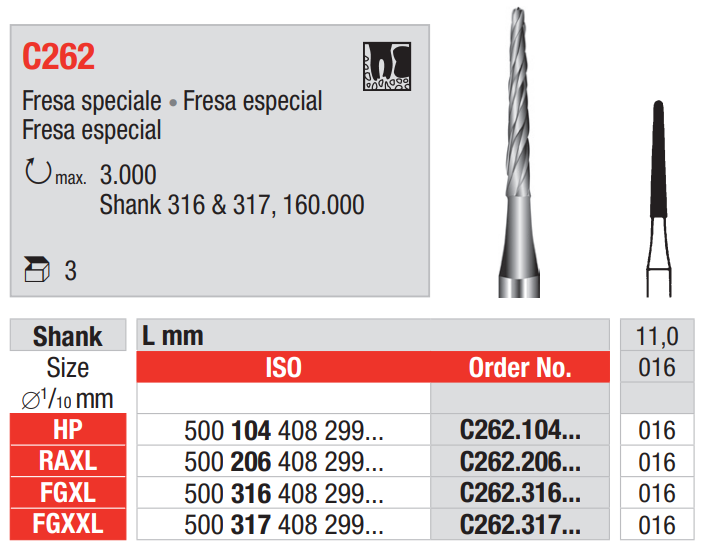 Frese chirurgiche FGXXL - C262.317.016